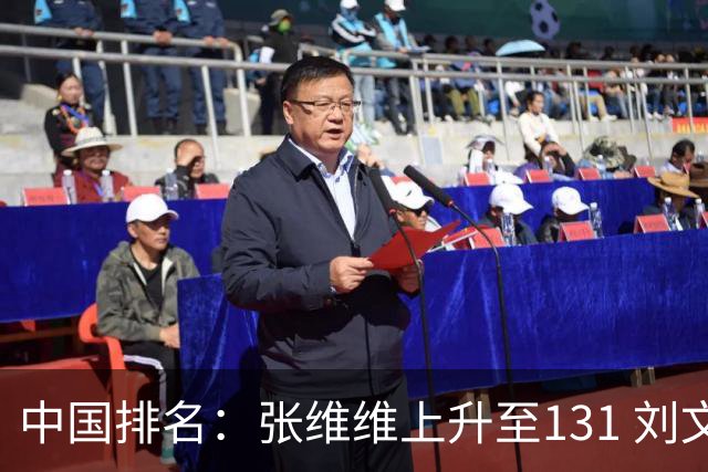 中国排名：张维维上升至131 刘文博曾莉棋飞跃